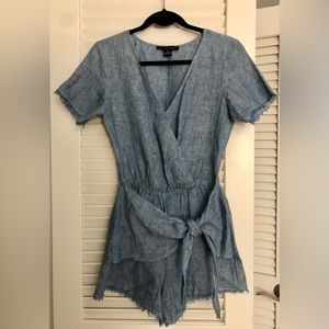 Anthropologie Sanctuary XS Blue Linen Romper